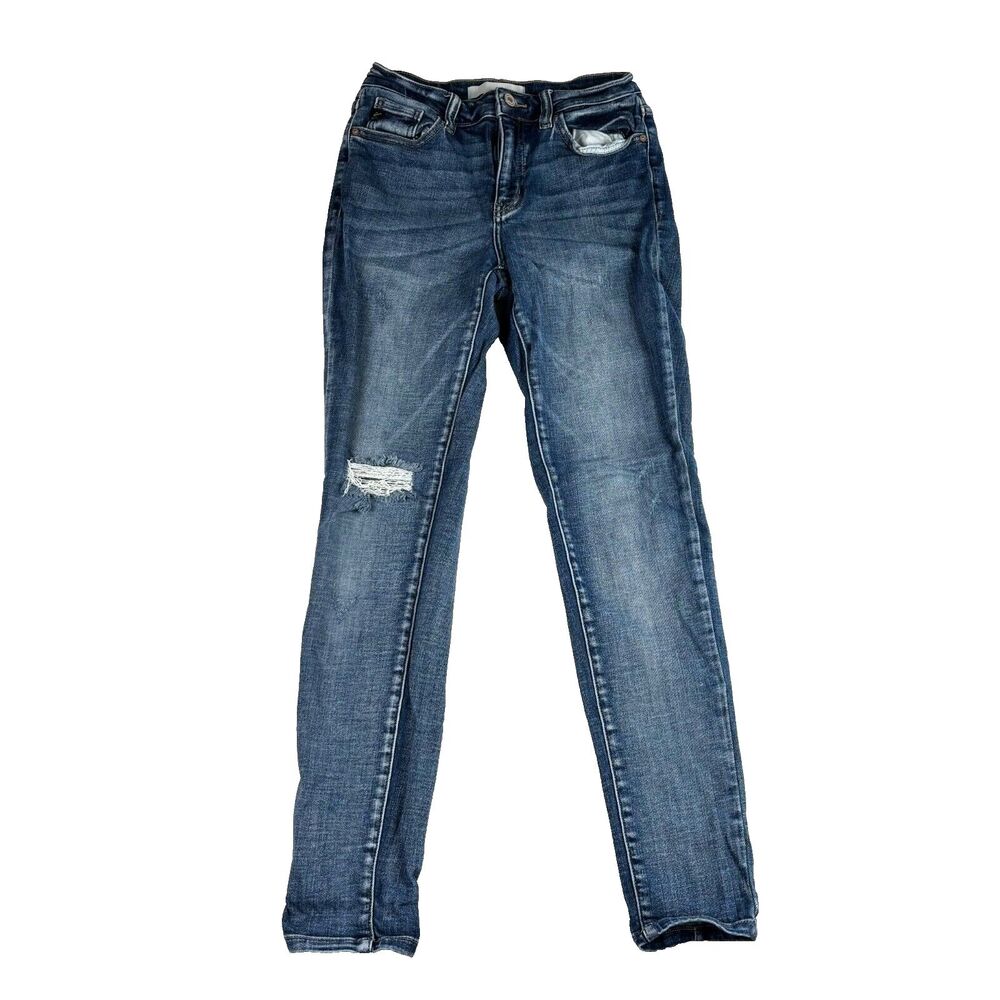 Kancan Womens Jeans 26 Blue Denim Raw Hem Medium Wash Distressed